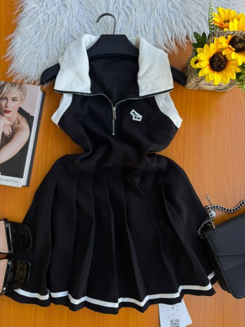 Black Pants and White Corperate Blouse.